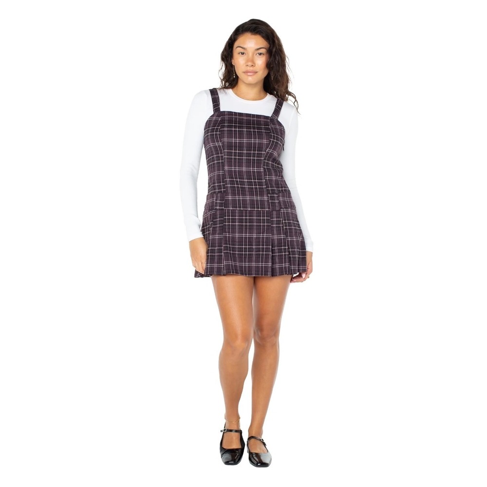 Celebrity Pink Women's Plaid Sleeveless Pleated Skater Mini Dress, Size L - Picture 2 of 7